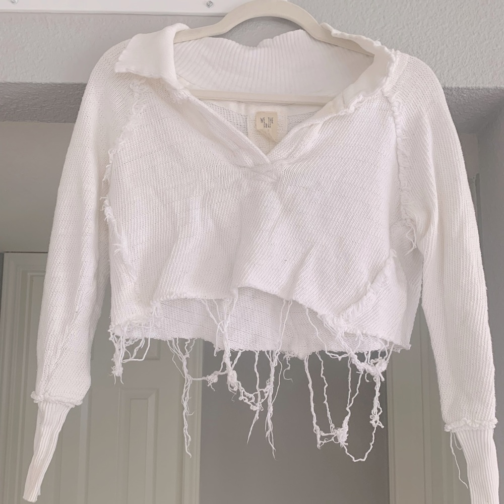 Distressed cropped sweater